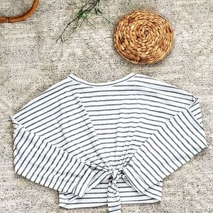 Grey and white striped top